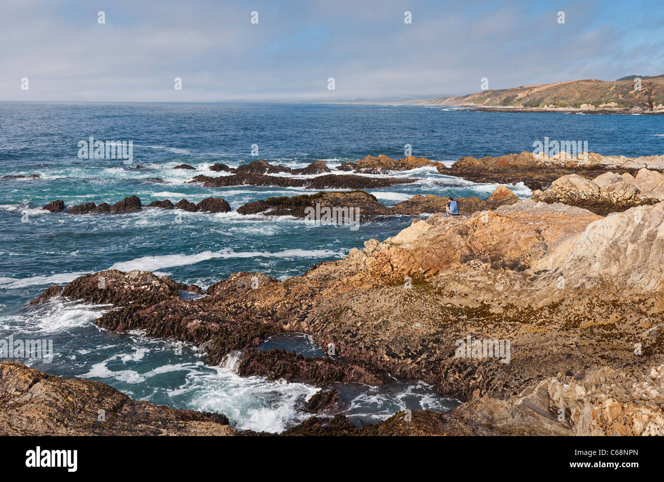 The jagged rocks and cliffs of Montana de Oro State Park in California. Stock Photo