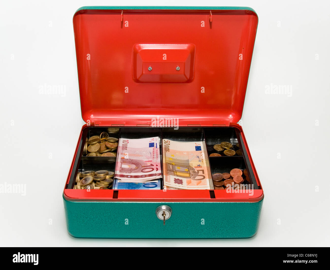 gut gefüllte Geldkassette | well filled cash box Stock Photo