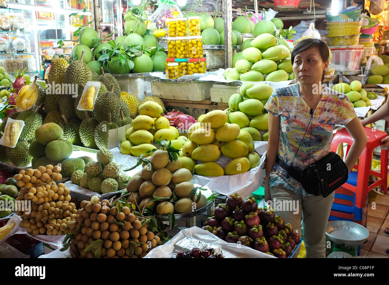 Fruit Market Stall in Ben Thanh Market in Ho Chi Minh City, Saigon