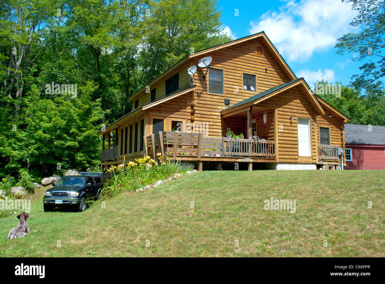 House in the woods Stock Photo Alamy