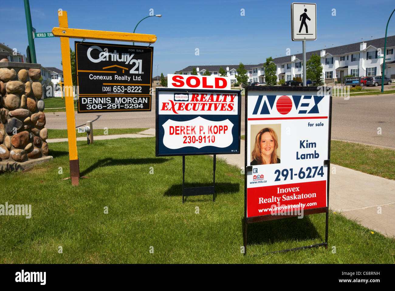 various for real estate agent signs in Saskatoon Saskatchewan Canada