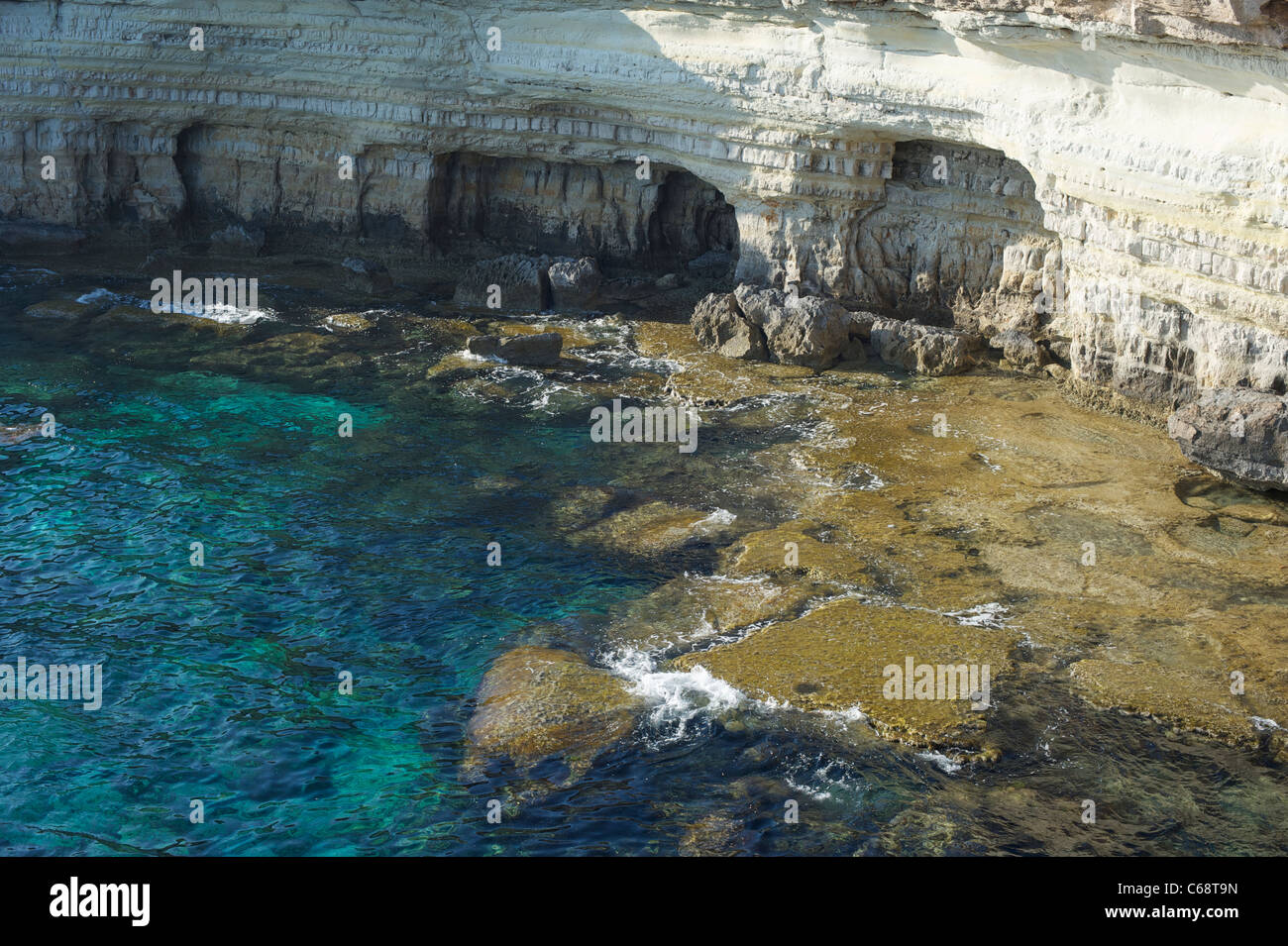 Sea caves near Kavo Greko , Cyprus Stock Photo