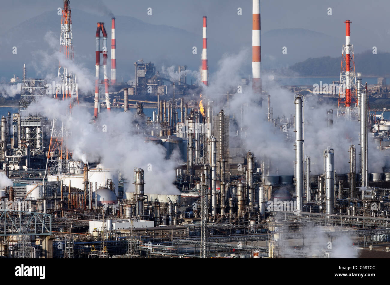 Industrial Plant With Smoke Stacks Industrial Area Stock Photo Alamy