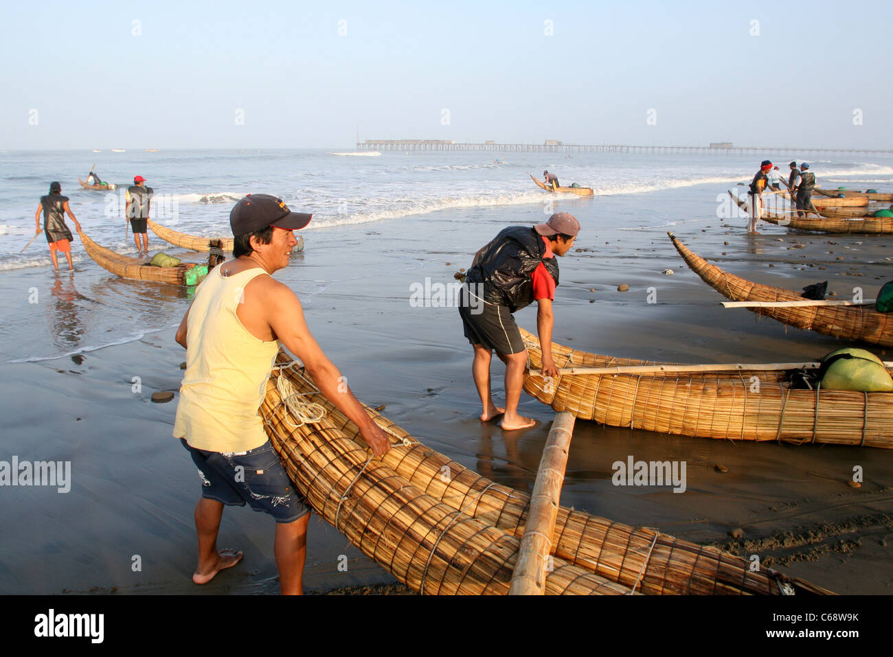 Caballitos de Totora reed boat fishermen head out for another days ...