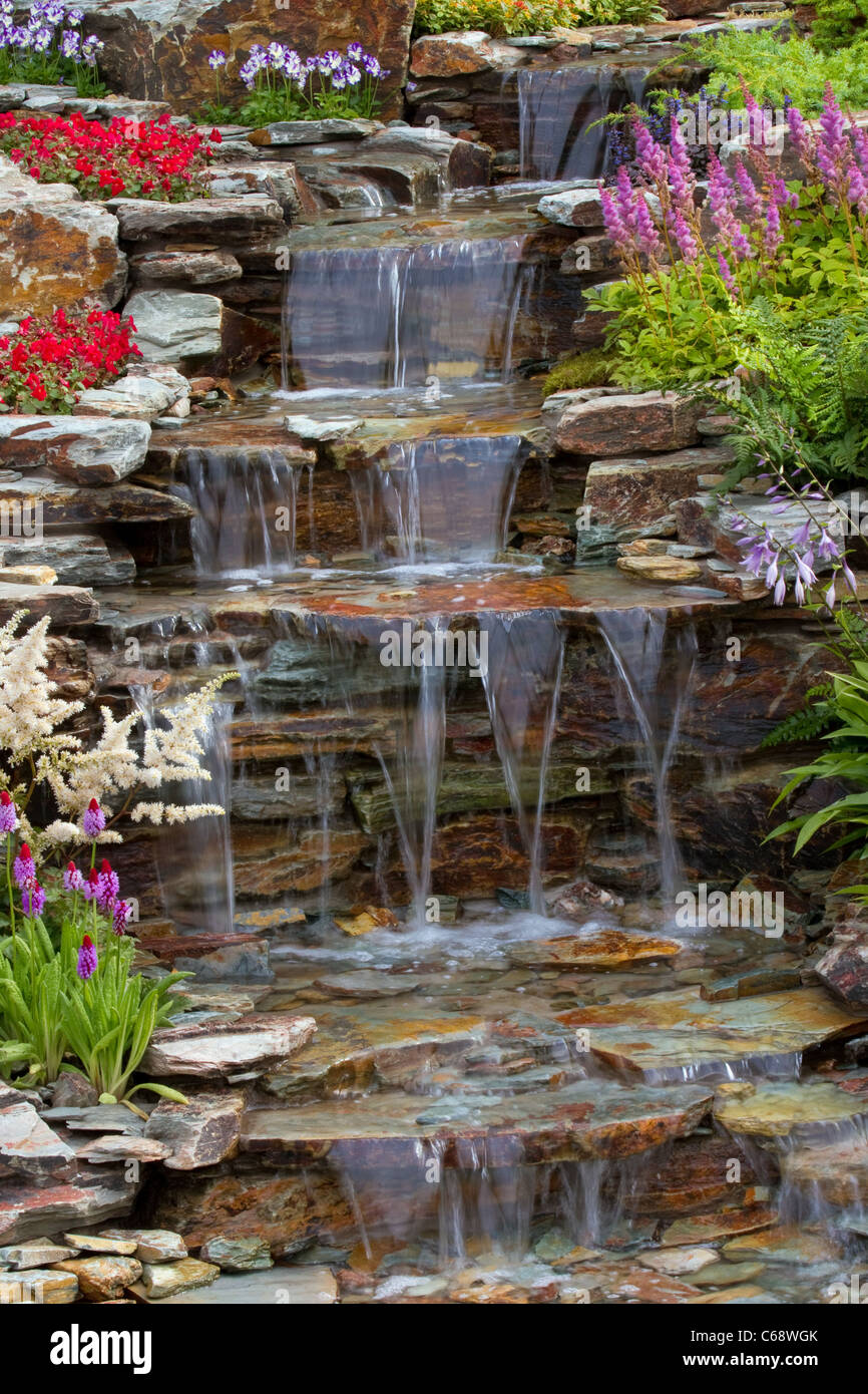 "Glam Rock" stone stepped waterfall flowing at the 28th Southport