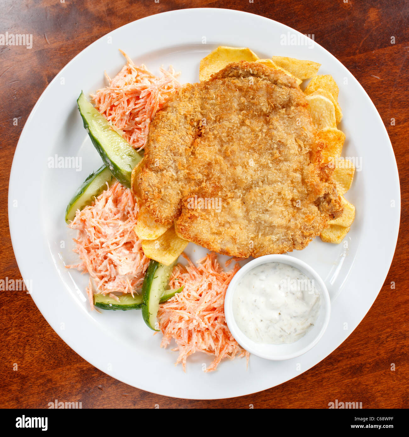 Schnitzel with fresh vegetables Stock Photo