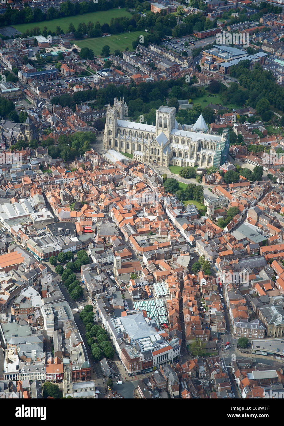 York Minster & City Centre from the Air, Yorkshire, Northern England Stock Photo