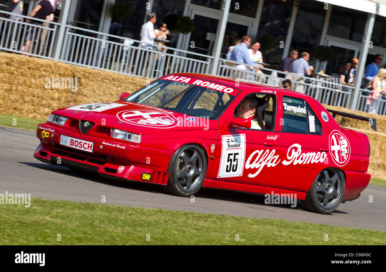 1994 Alfa Romeo 155 TS BTCC contender with driver Marco Cajani at the 2011 Goodwood Festival of Speed, Sussex, UK. Stock Photo