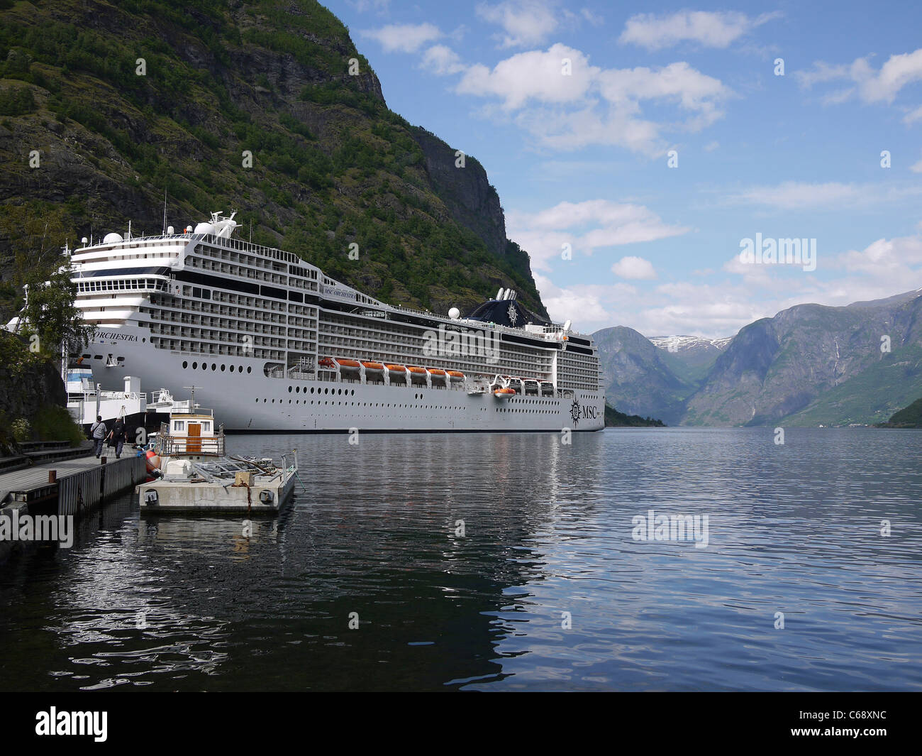 Norway Aurlandsfjord, Flåm cruise ship Stock Photo