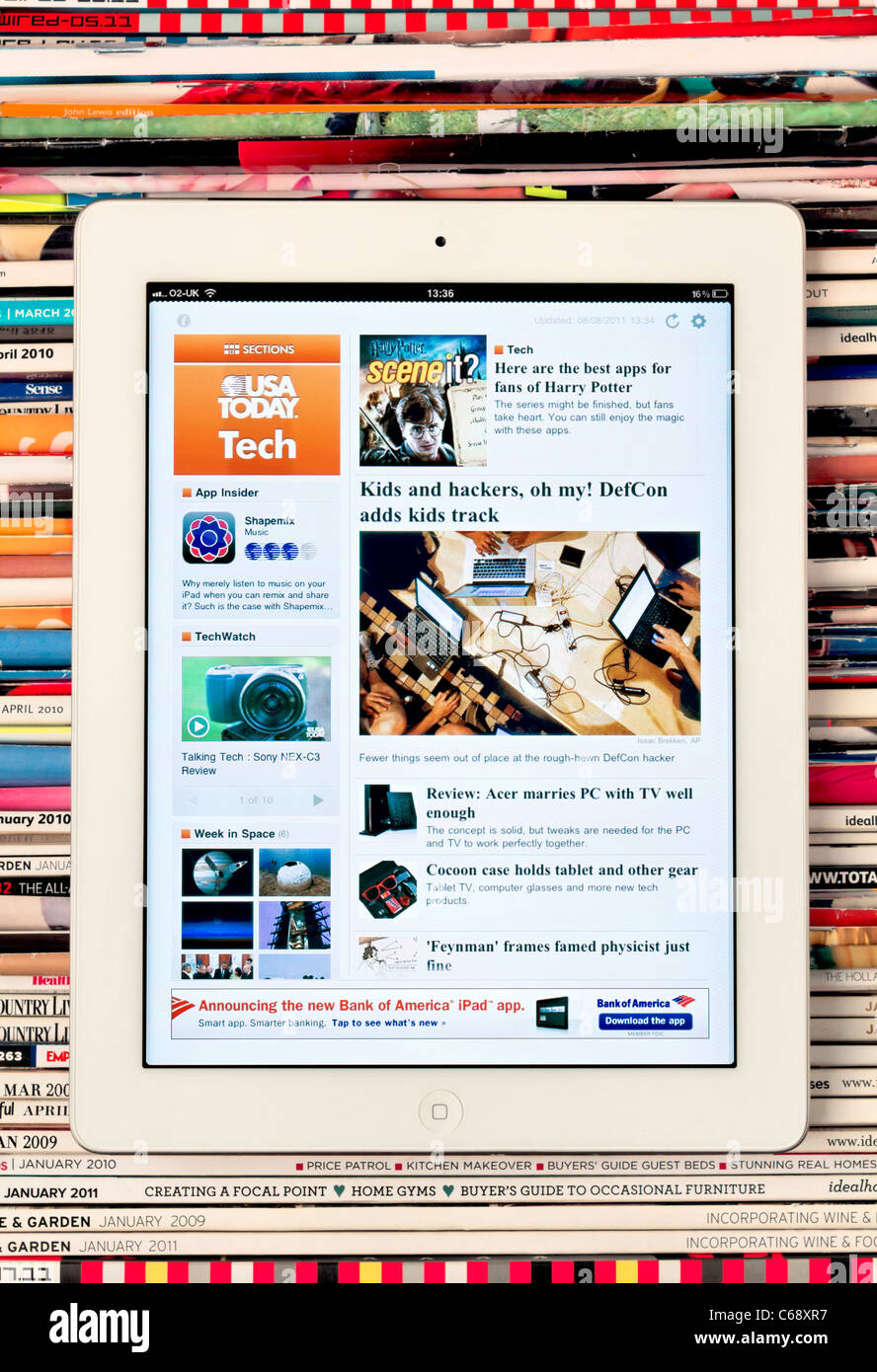 USA Today Newspaper App on Apple iPad 2 Screen Stock Photo