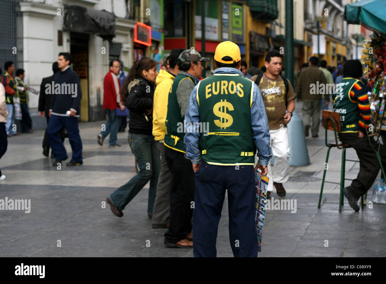 Money changers in the central city. Stock Photo