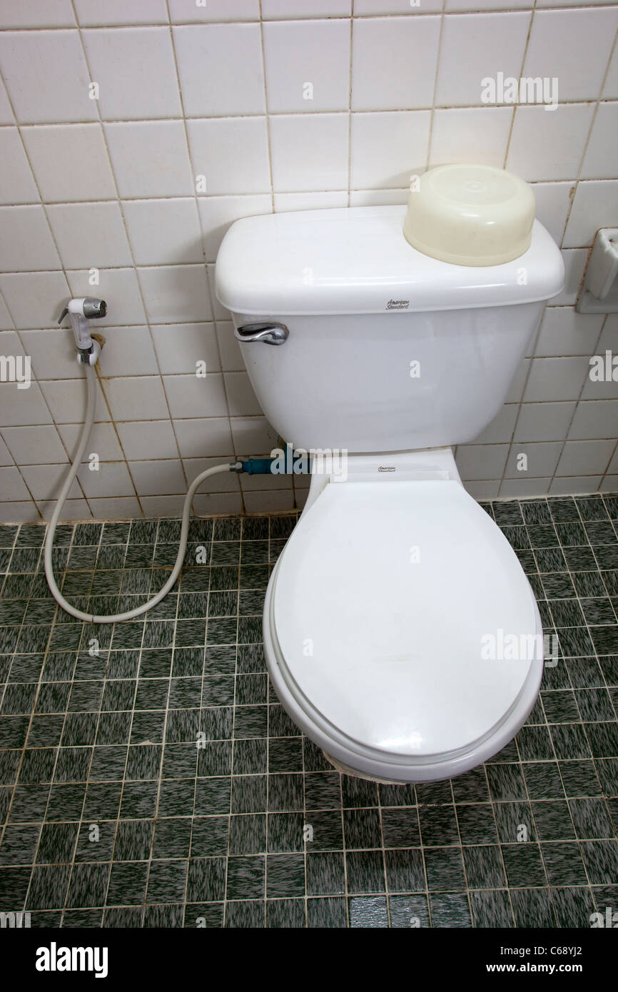 Cheap Hotel Room Toilet Stock Photo