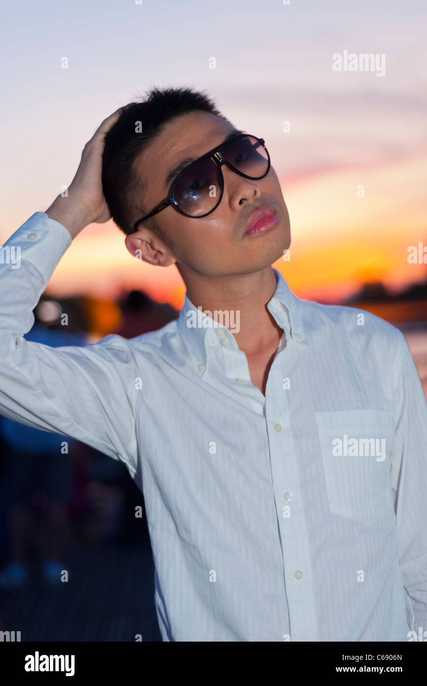 Portrait Young Chinese man face frontal Stock Photo - Alamy