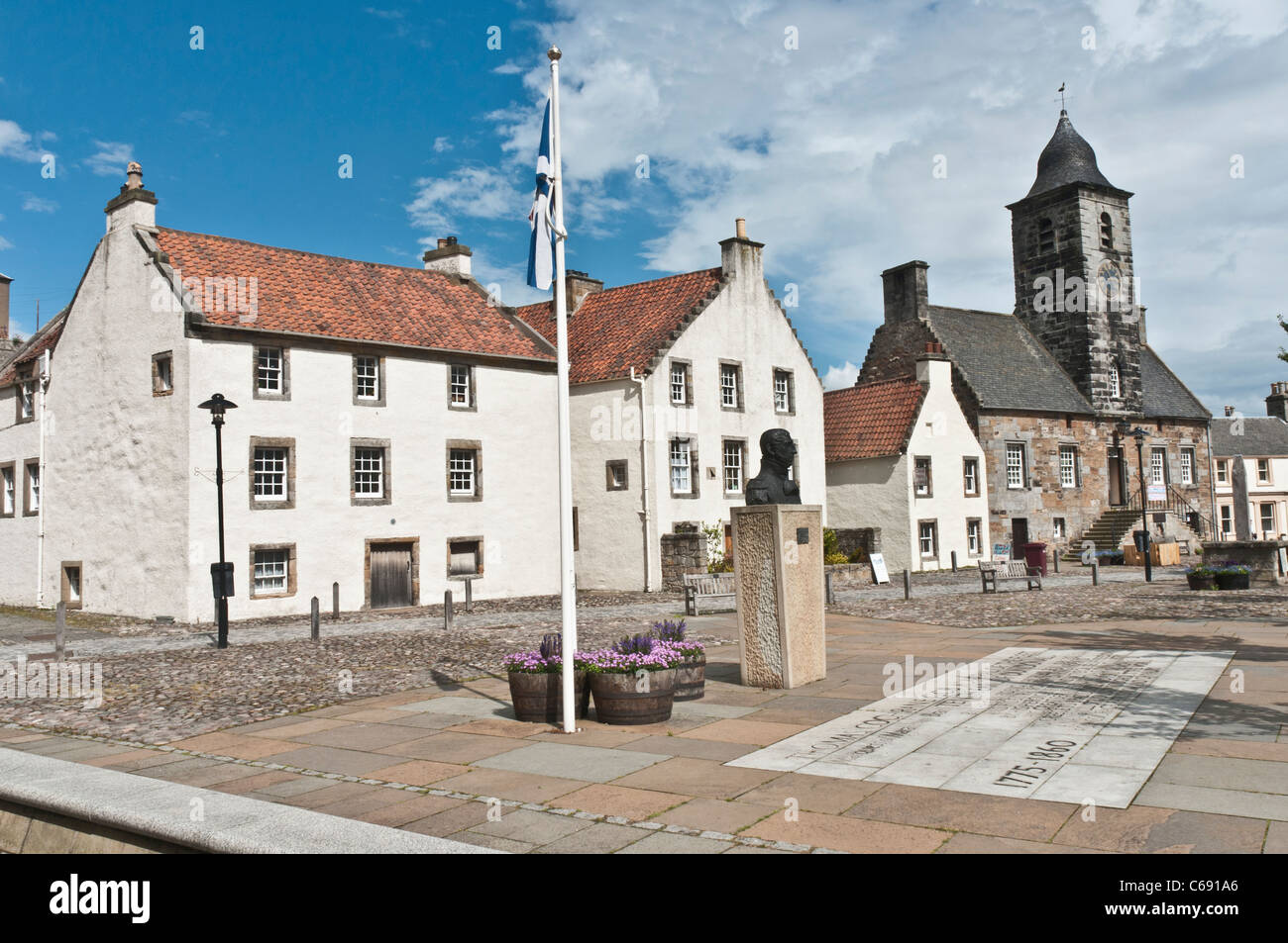 Town Centre with Old restored Houses Culross Fife Scotland Stock Photo
