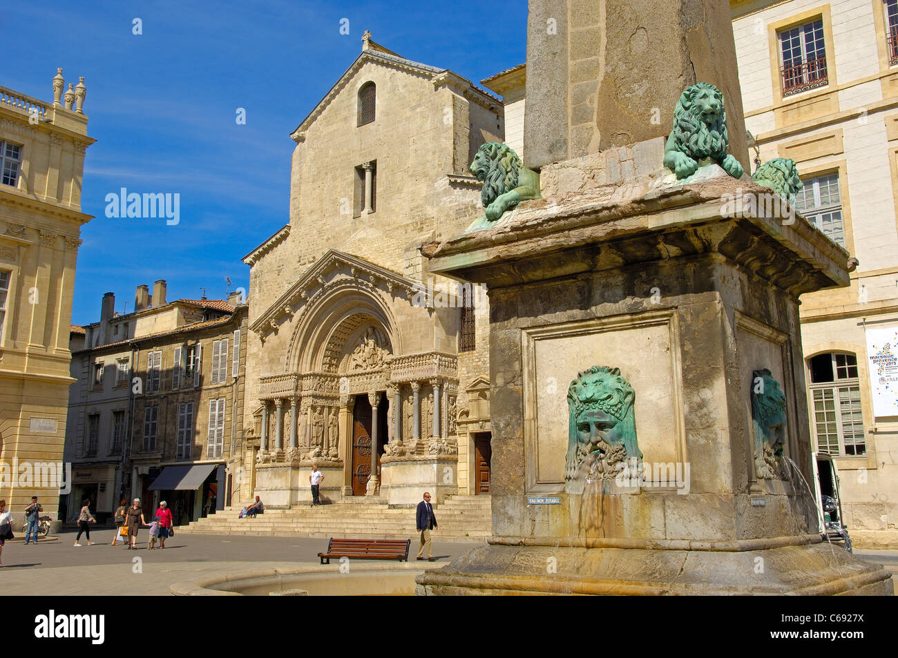 Saint Trophime cathedral at Place de la Republique . Arles. Bouches du Rhone. Provence. France Stock Photo