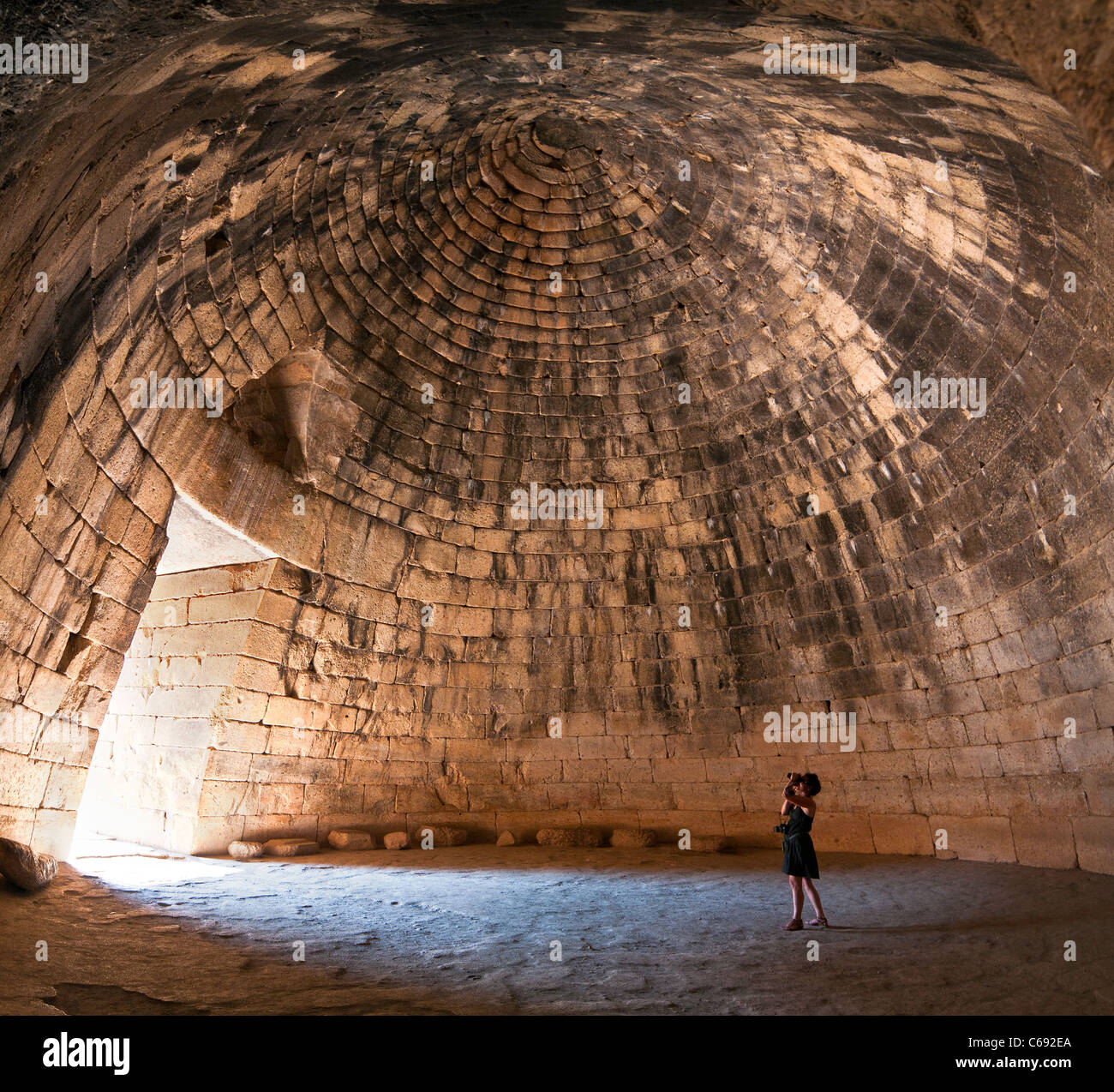 The Treasury of Atreus also known as the tomb of Agamemnon, at Mycenae, Argolid, Peloponnese, Greece Stock Photo