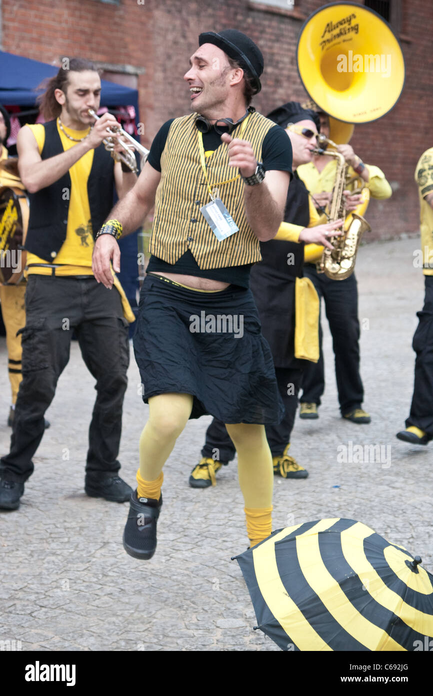 Always Drinking  - Marching band performing  -   La Calle es Nuestra,Manchester Xtrax Platform 4 event: Stock Photo