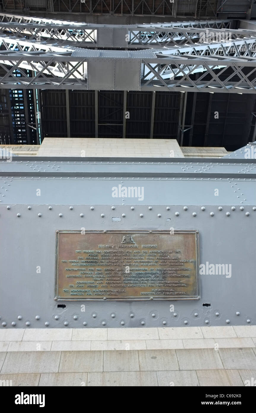 Brass information plaque or sign commemorating the construction of