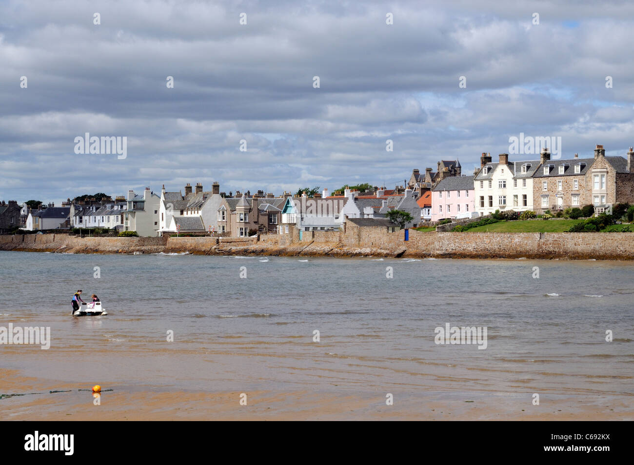 The beach and waterfront homes at Elie in Fife Scotland Stock Photo Alamy
