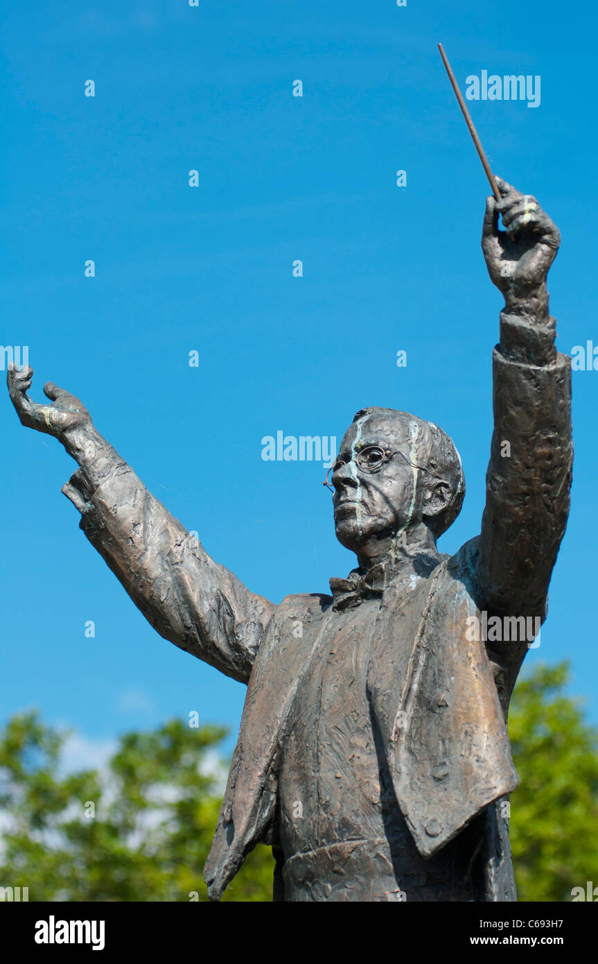 Statue, sculpture, Gustav Holst, composer, Imperial Gardens, Cheltenham, Cotswolds, England, 2011. Stock Photo