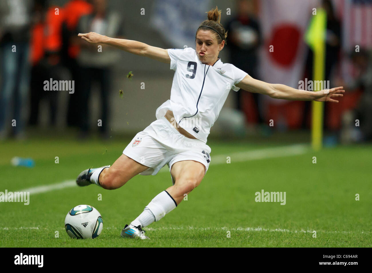 Heather O'Reilly of the United States in action during the FIFA Women's World Cup final against Japan July 17, 2011. Stock Photo