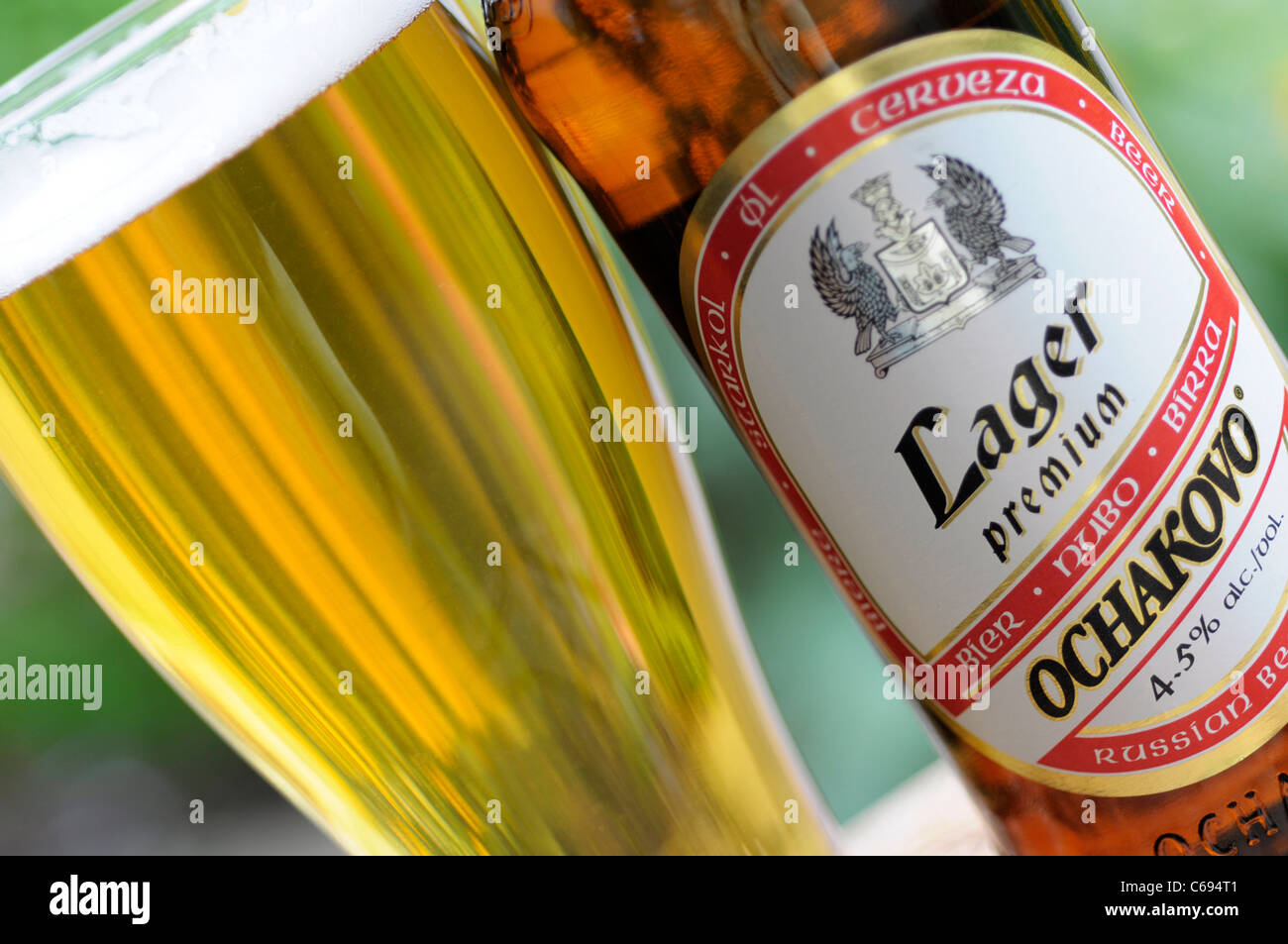 Beer Glass and Bottle, Russian Beer, Ochakovo Stock Photo - Alamy