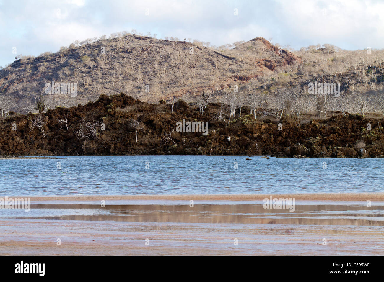 View across the salty lagoon at Floreana Island, Galapagos Stock Photo