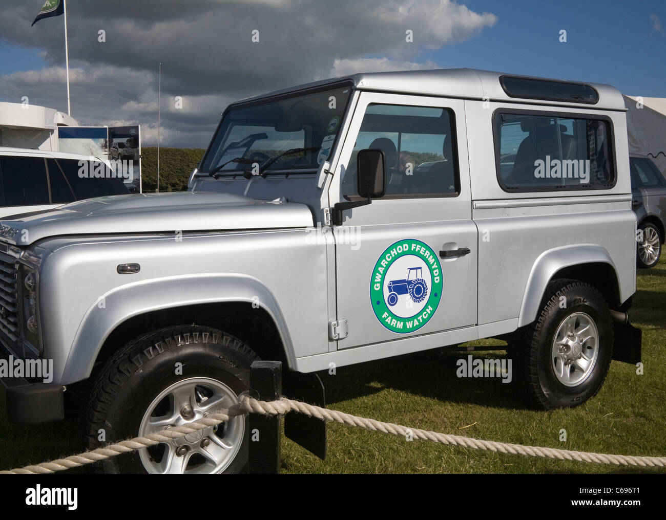 North Wales UK Land Rover promoting the Farm Watch scheme in Wales designed to reduce rural crime Stock Photo