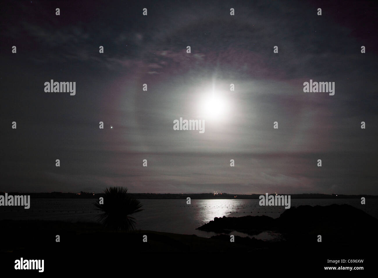 Roaringwater Bay by moonlight Stock Photo