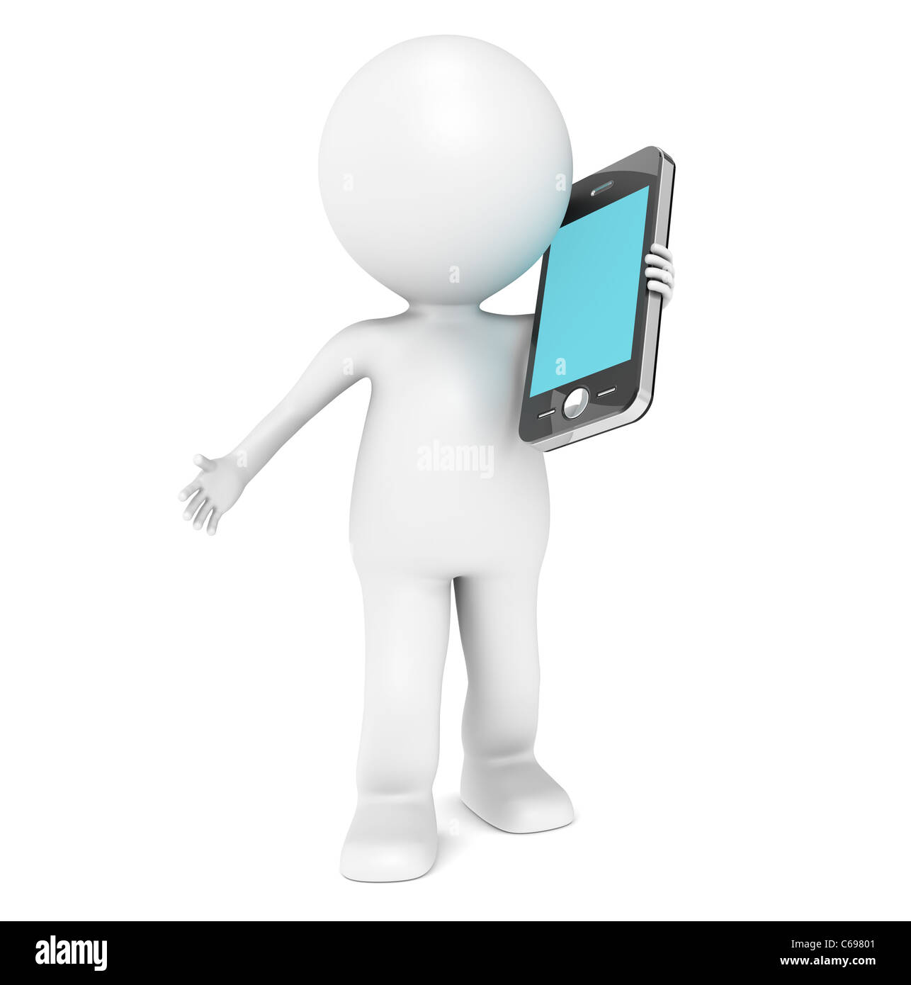 3D little human character Talking in a Mobile Phone Stock Photo - Alamy
