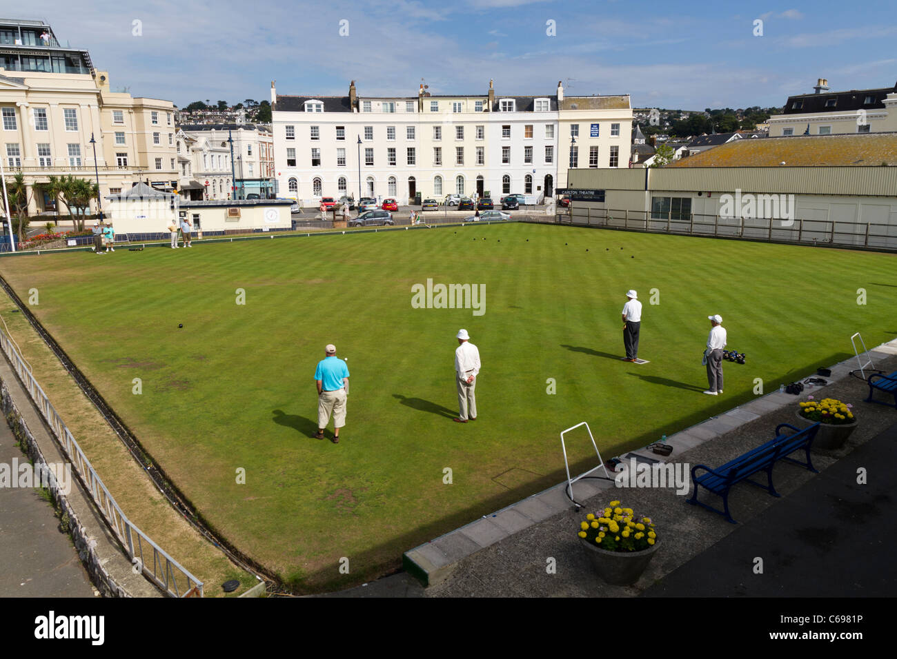 Crown bowling green on the sea front in Teignmouth Devon Stock Photo