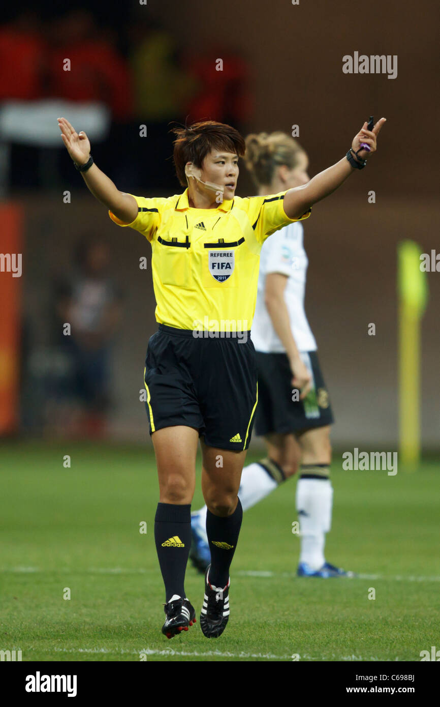 Referee Sung Mi Cha in action while officiating a FIFA Women's World Cup Group A match between Germany and Nigeria June 30, 2011 Stock Photo