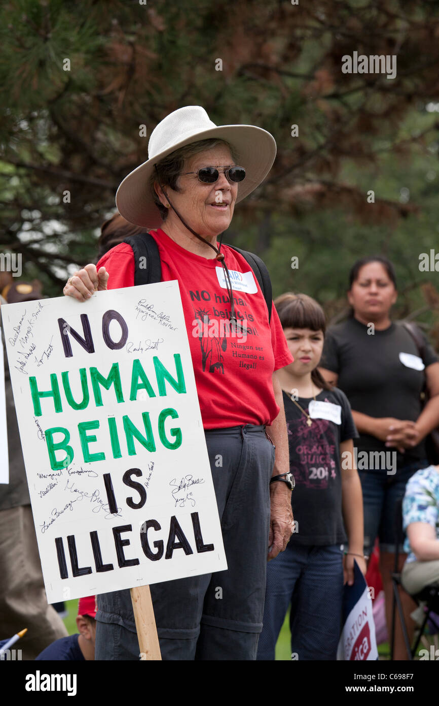 Rally Against Racial Profiling by Border Patrol Officers Stock Photo