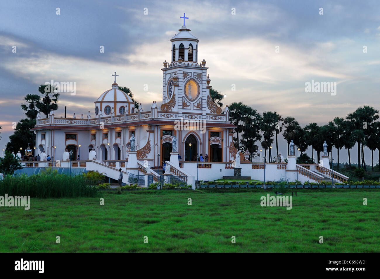 Intricate architecture at a local church in Pondicherry India Stock Photo