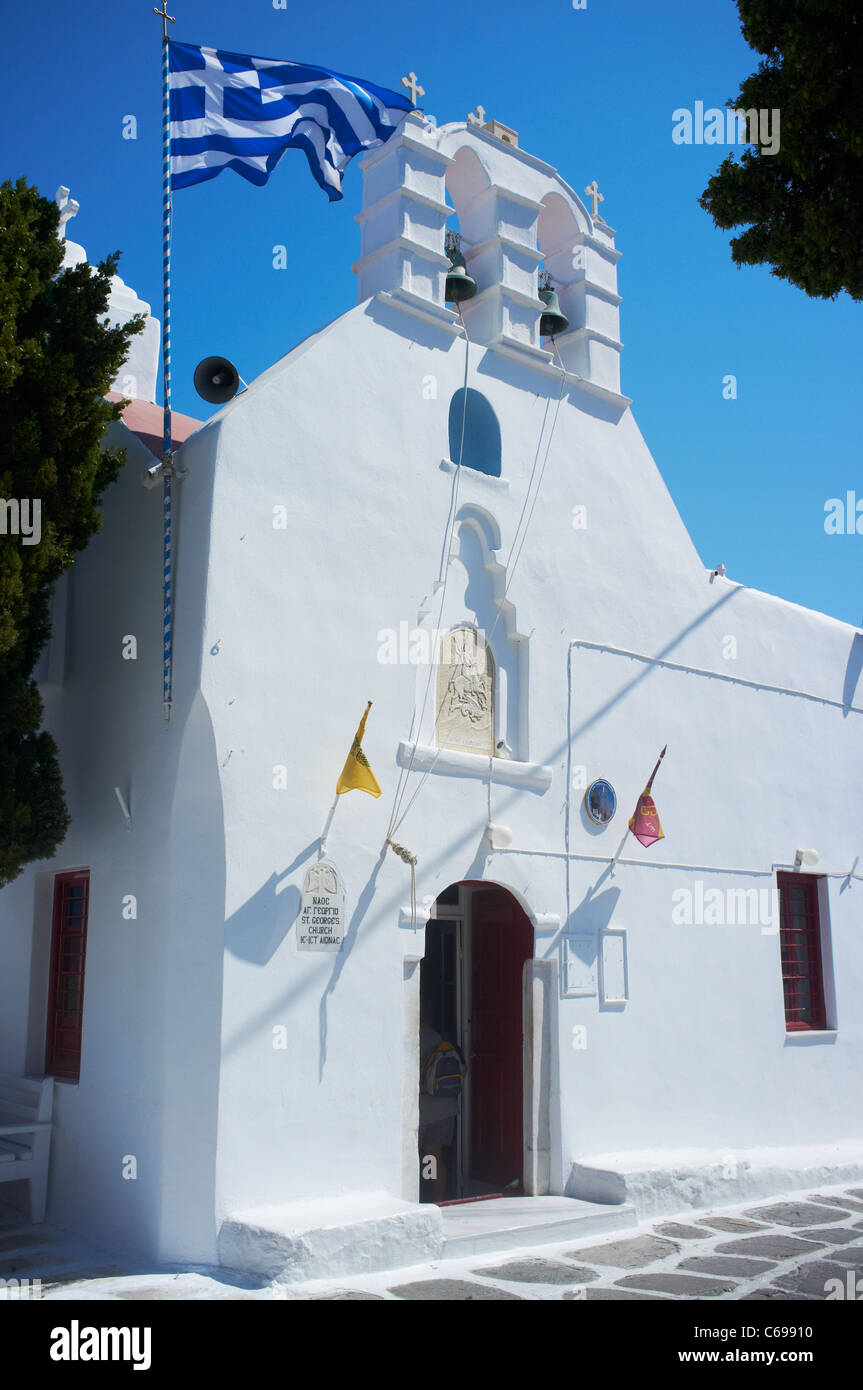 Agios Georgios church Mykonos Greece Stock Photo