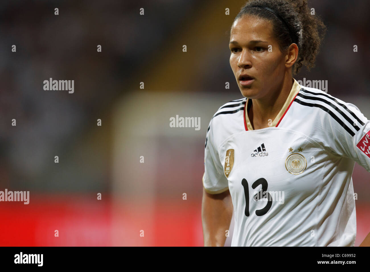 Celia Okoyino Da Mbabi of Germany in action during a FIFA Women's World Cup Group A match against Nigeria June 30, 2011. Stock Photo