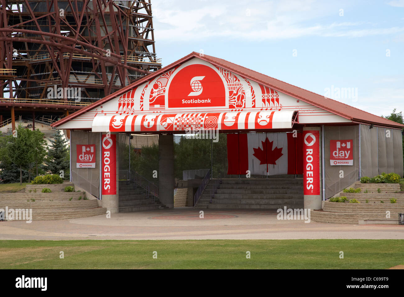 The scotiabank stage at the forks winnipeg manitoba canada stock photo