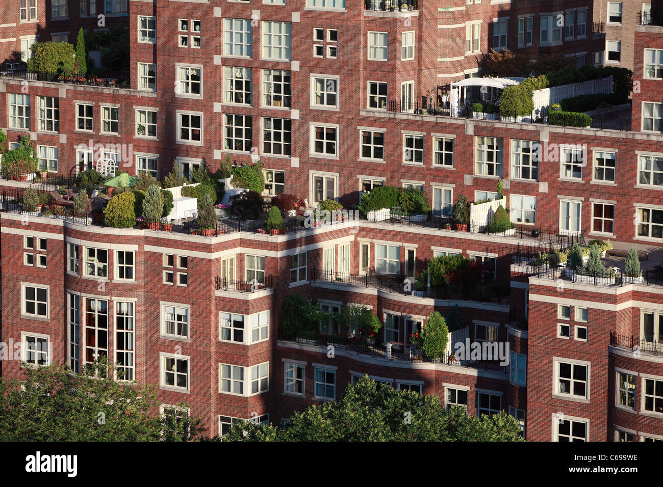 Apartment building terraces at the Four Seasons, Boston, Massachusetts