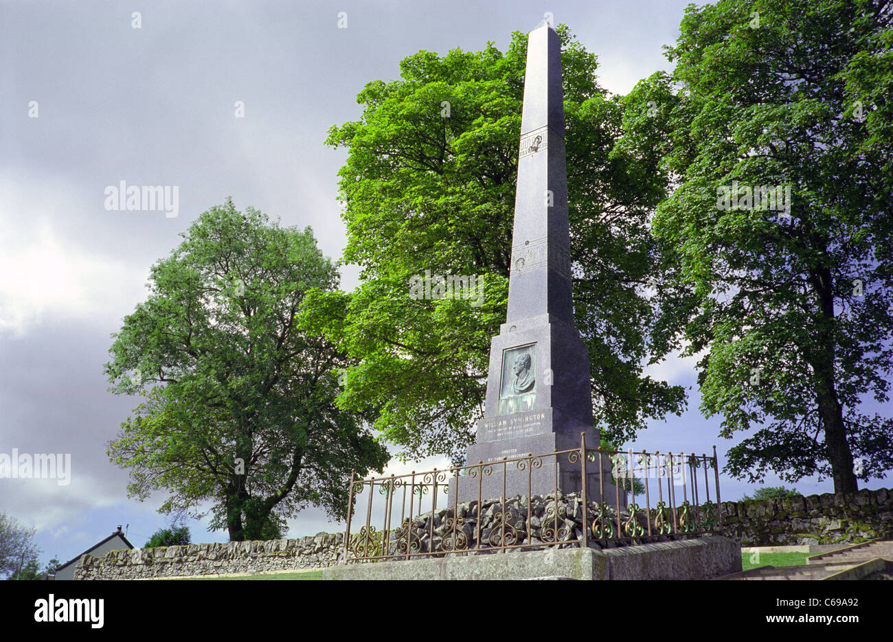 Memorial to William Symington, inventor of the world's first practical steamboat, Leadhills, South Lanarkshire, Scotland, UK Stock Photo