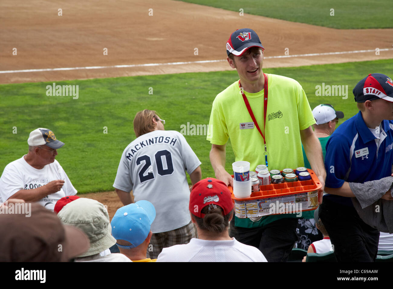 concessions staff selling beer and soft drinks at shaw park baseball
