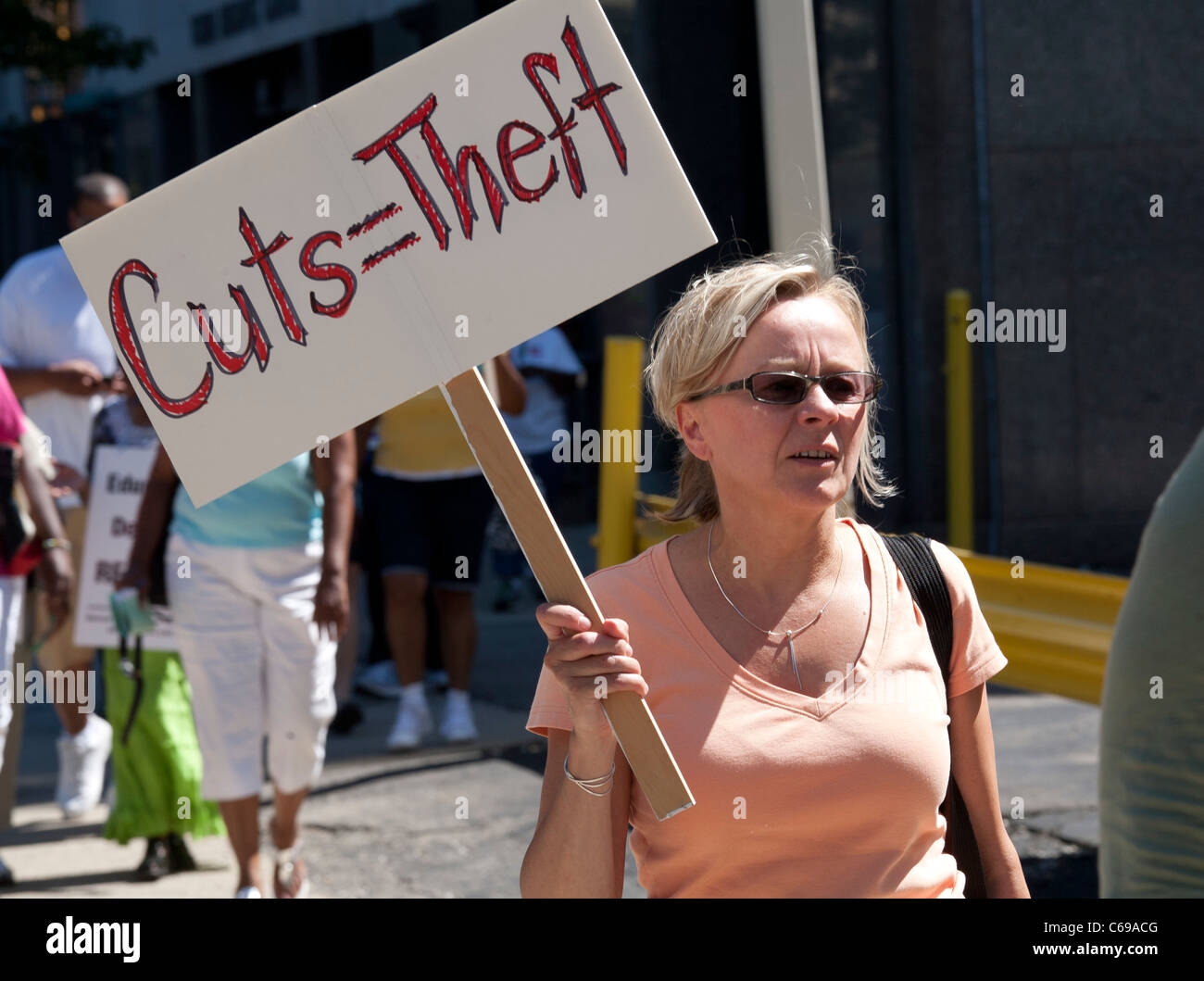 Teachers Protest Wage Cut Stock Photo