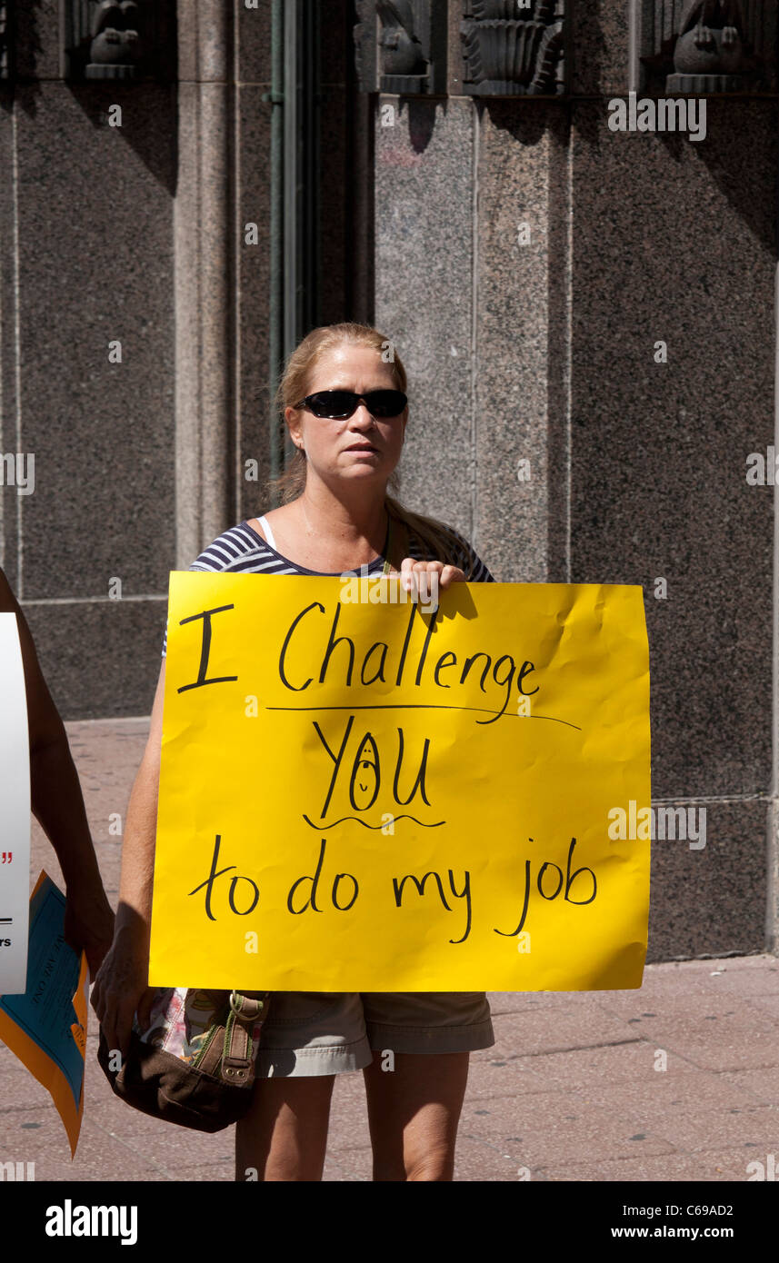 Teachers Protest Wage Cut Stock Photo