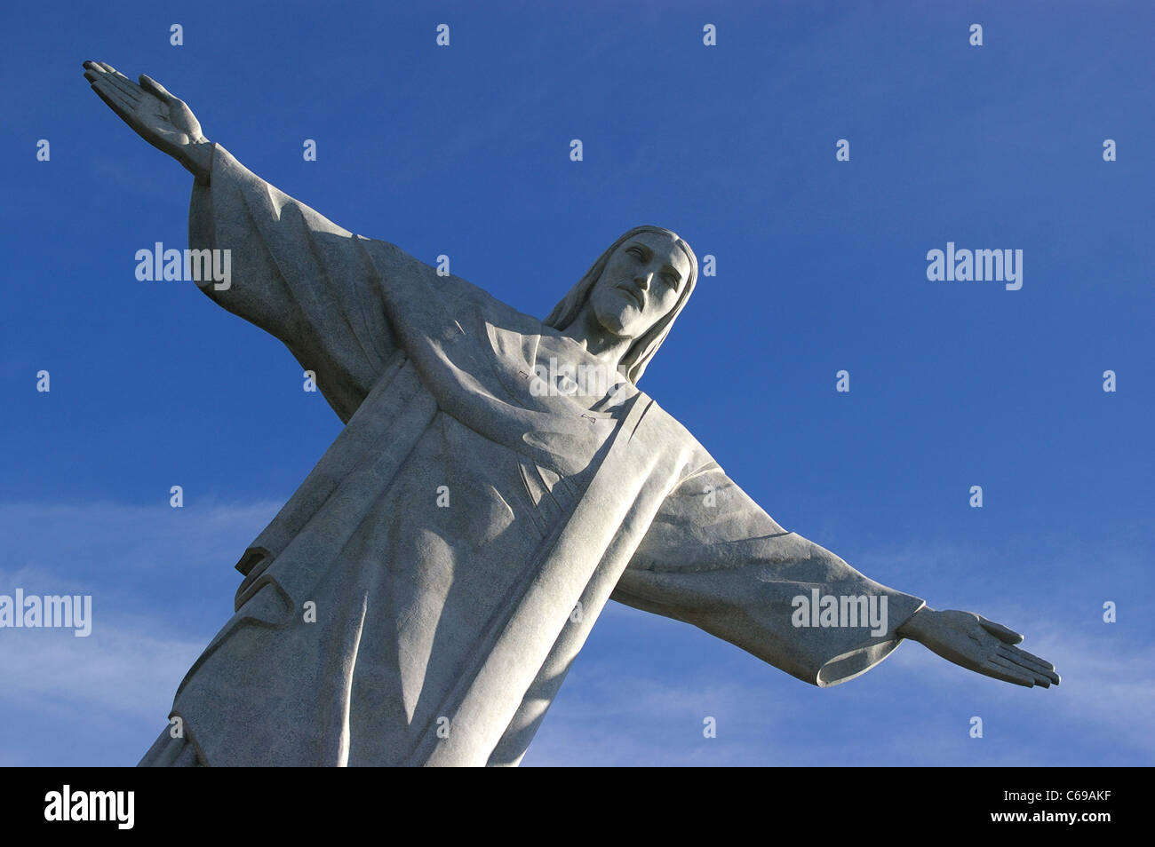 A statue of Christ Redeemer on Corcovado in Rio de Janeiro, Brazil Stock Photo