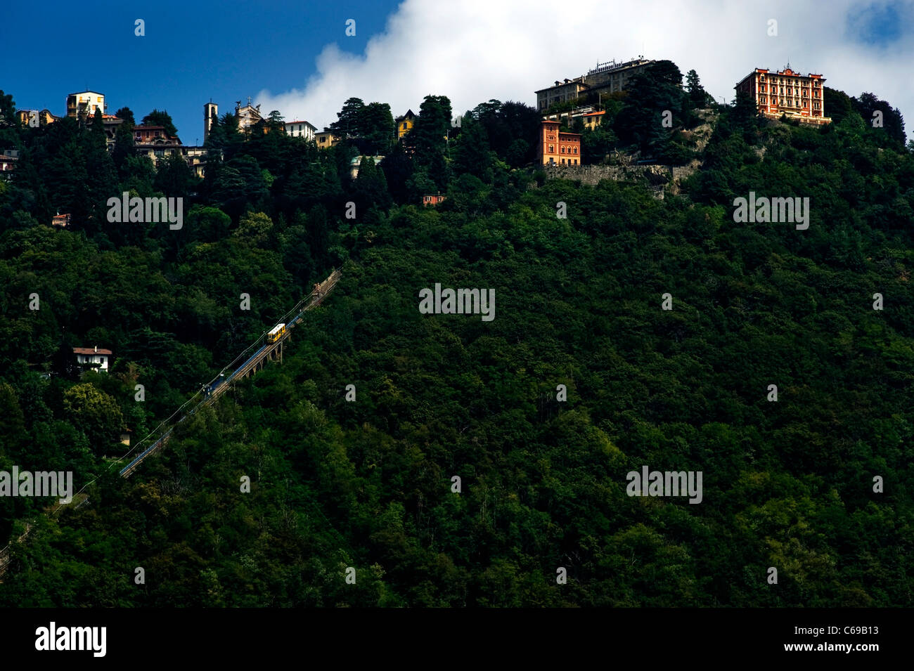 cable car to brunate on the como lake in italy Stock Photo