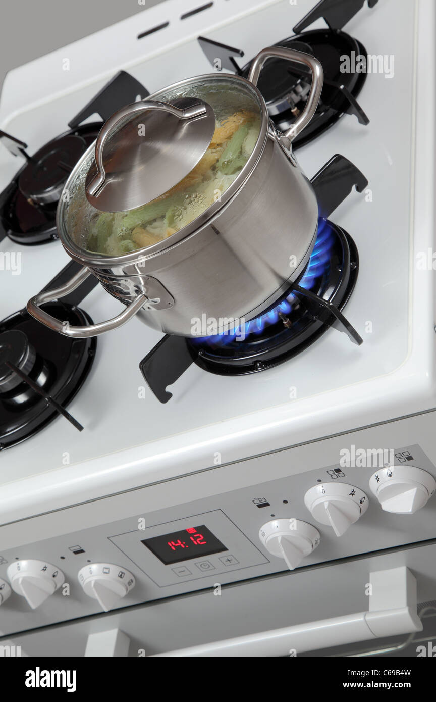 Pan cooking on a gas stove hires stock photography and images Alamy