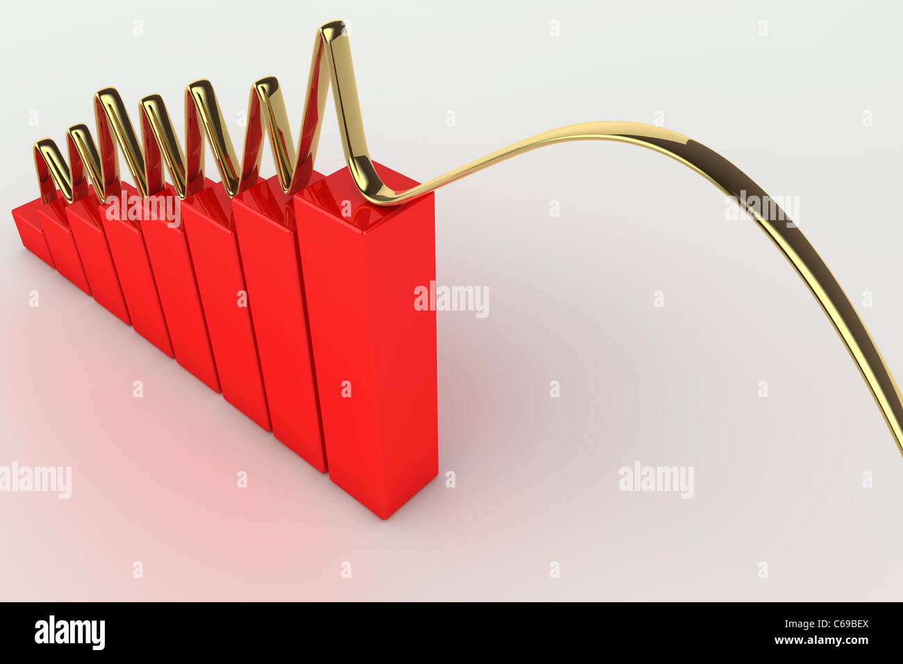 3D rendered illustration of a falling red business graph Stock Photo ...