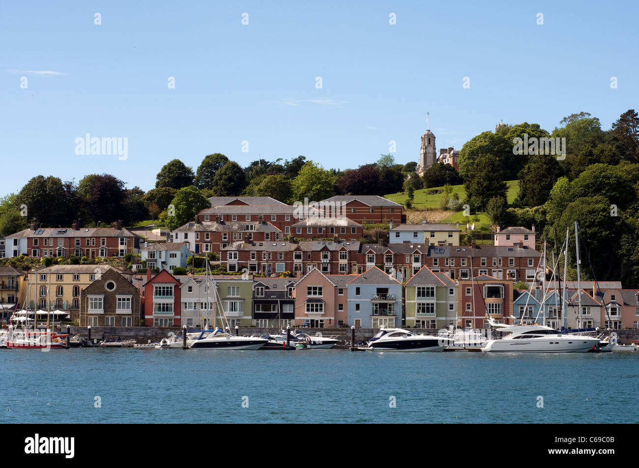 Dartmouth in South Devon,boats, dart, dartmouth, devon, estuary, ferry, harbour, holiday, kingswear, quay, railway, river, saili Stock Photo