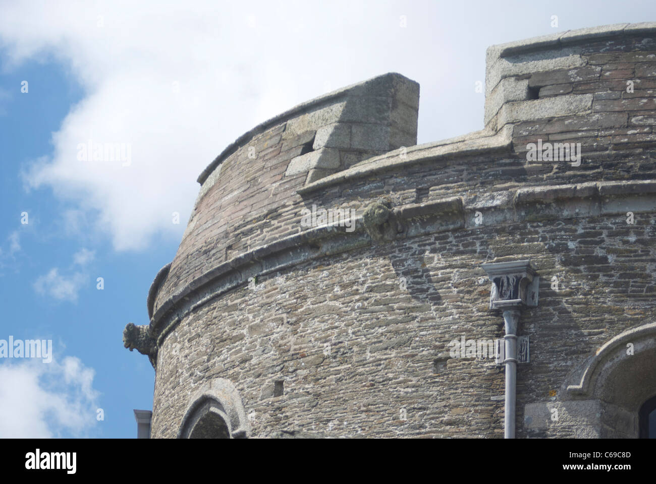 Part of the battlement at St Mawes Castle, South Cornwall UK Stock Photo