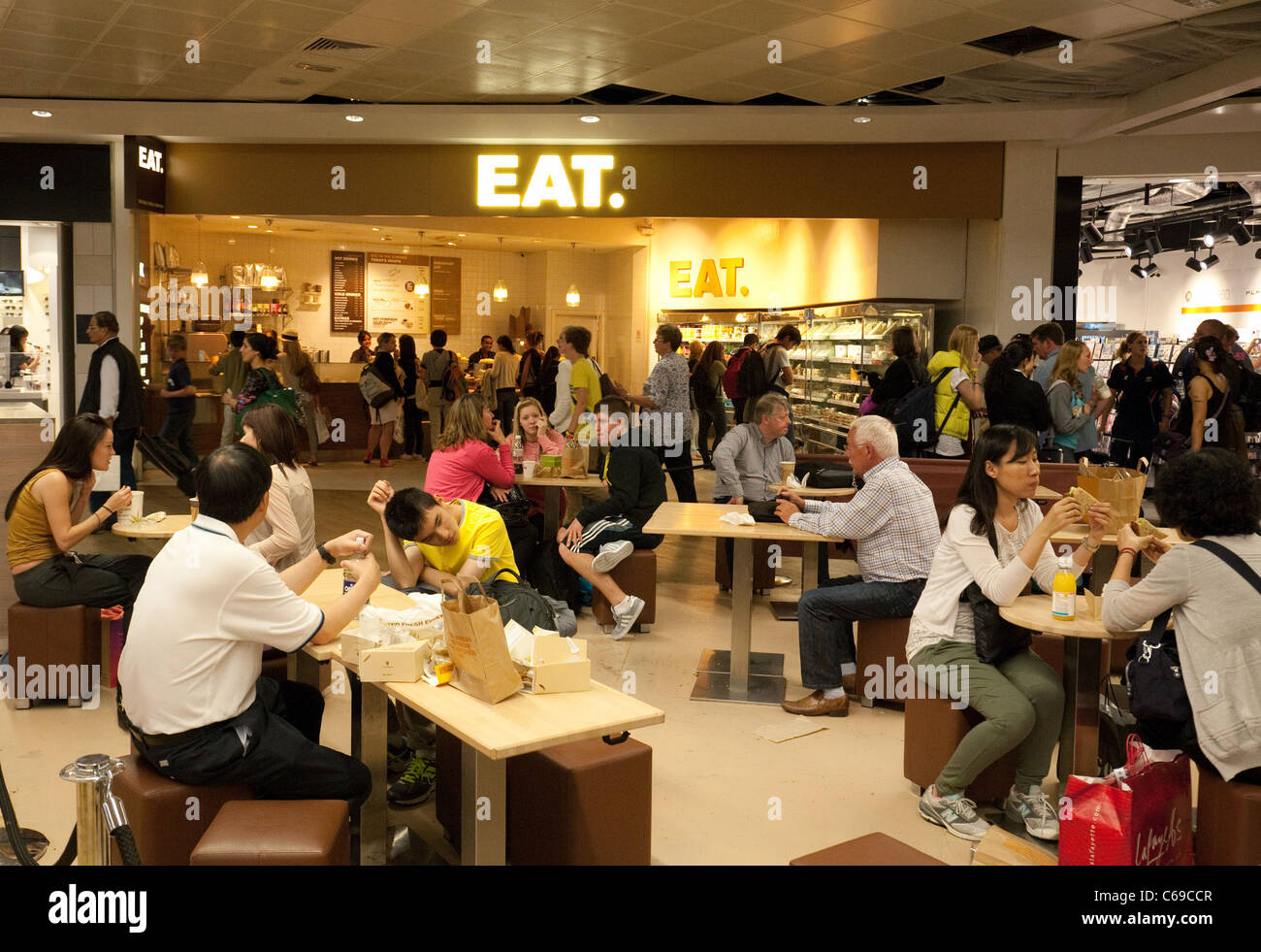 The EAT cafe restaurant in Terminal 3, Heathrow airport London UK Stock Photo