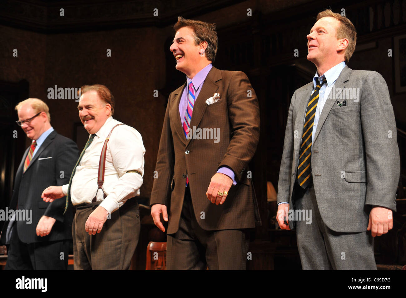 Brian Cox, Chris Noth, Kiefer Sutherland in attendance for THAT CHAMPIONSHIP SEASON Opening Night on Broadway, Bernard B. Jacobs Theatre, New York, NY March 6, 2011. Photo By: Gregorio T. Binuya/Everett Collection Stock Photo